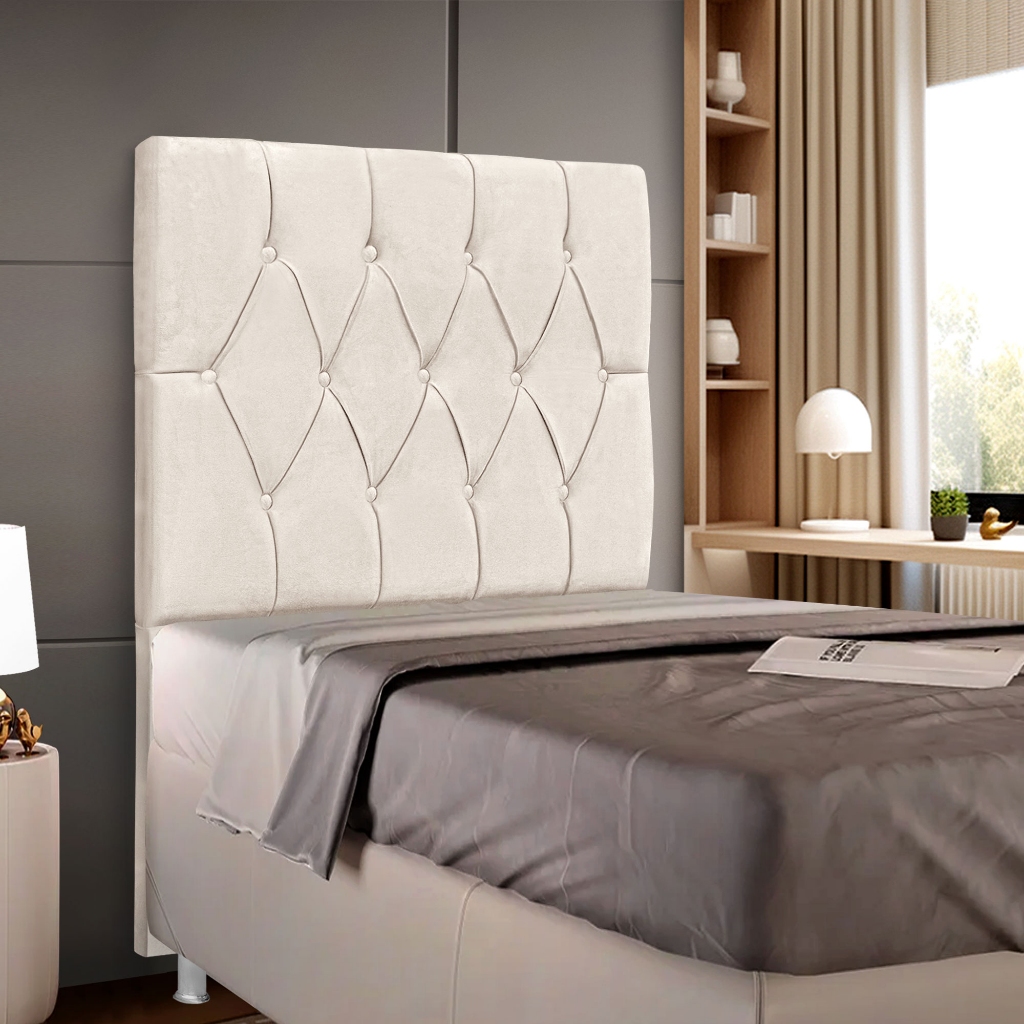 Cabeceira Solteiro Cama Box 90cm Beatriz Capitone Tecido Veludo - Corino - Boucle em Oferta na Shopee