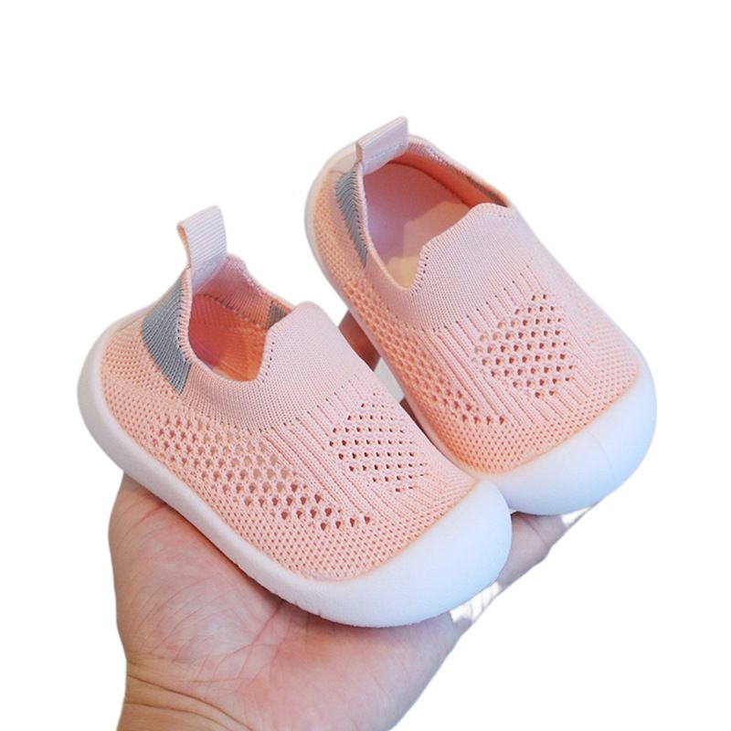 Tênis Sapatinho Meia Infantil Bebê Antiderrapante Rosa Primeiros Passos Flexível Menino e Menina