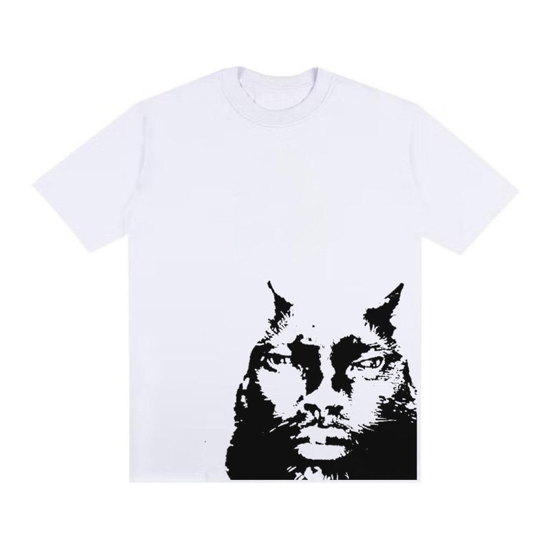 Camiseta Streetwear Oversized Estampada Meme Shitpost Gato Estilosa Y2K Larga Camisa Masculina