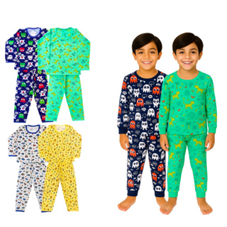 Super Kit 6 Pijamas Infantil Menino – 3 Blusas de Manga Longa + 3 Calças Confortáveis para Noites em Oferta na Shopee