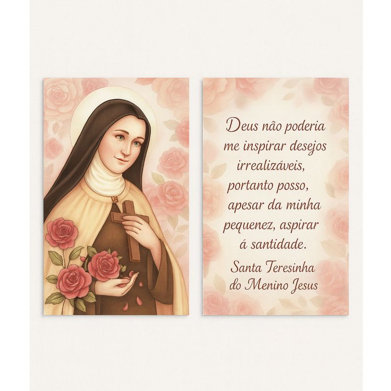 Kit Quadros Decorativos 2 Peças Santa Teresinha do Menino Jesus Rosas Religioso Oração Fé Terezinha