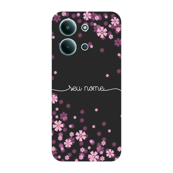 Capinha para Xiaomi RedMi 15c Anti Impacto Personalizada - Flores Lilás com nome