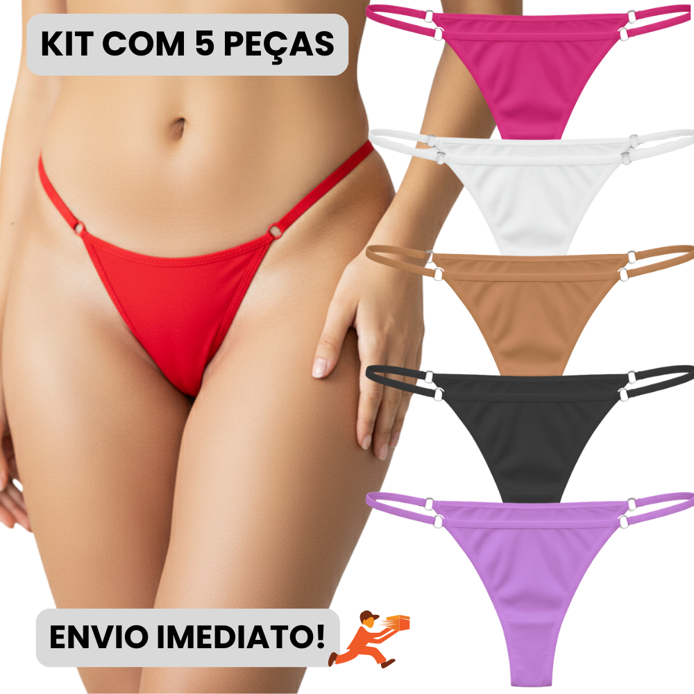 Kit com 3 ou 5 Unidades de Calcinha Microfibra Fio Dental Regulagem Lingerie Sexy em Oferta na Shopee