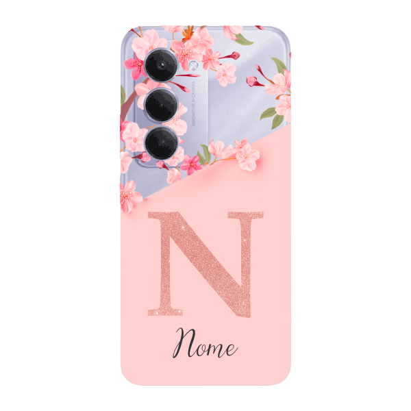 Capinha para Xiaomi RedMi 15 4G - 5G Anti Impacto Personalizada - Delicate Flowers Rosa com nome e inicial