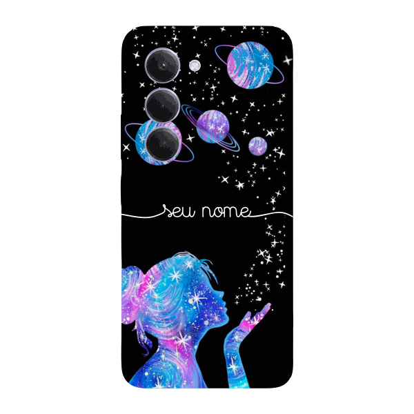 Capinha para Xiaomi RedMi 15 4G - 5G Anti Impacto Personalizada - Menina Universo com nome manuscrito