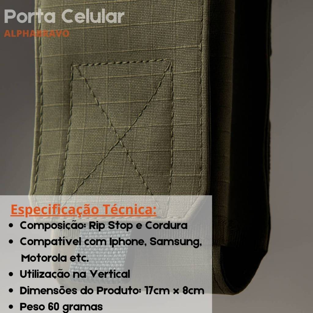 Porta Celular Tático Vertical Capa Reforçada Durável Versátil Estojo Ripstop