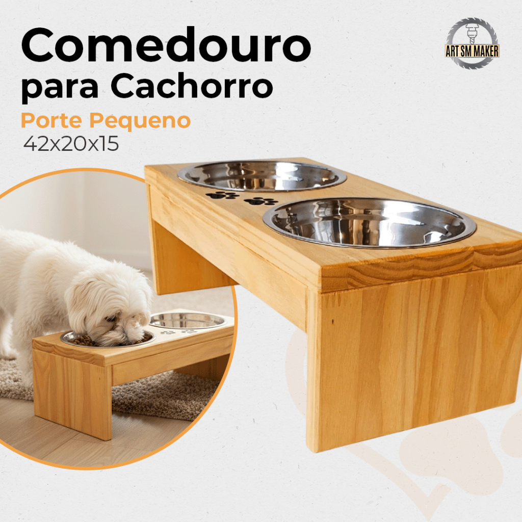 Comedouro Pet Médio Duplo Elevado 15Cm para Cachorro e Gato Bicho de Estimação em Oferta na Shopee