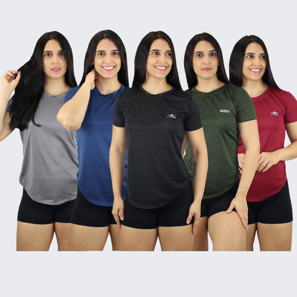 kit 3 camiseta camisa feminina dry fit moda fitness academia malhação corrida caminhada esportes