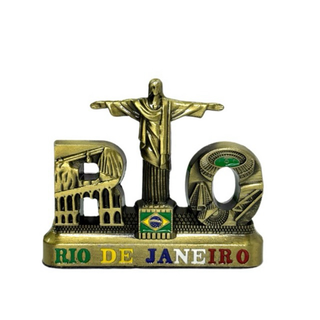 Escultura Metal Peso de Papel Rio Cristo Redentor Lembrança Rio De Janeiro