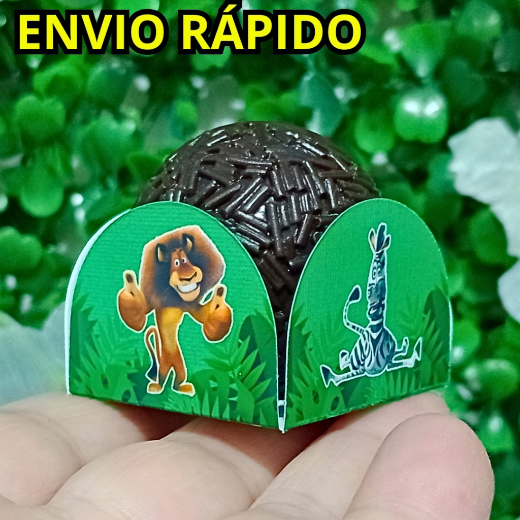 MADAGASCAR forminha doce brigadeiro kit festa decoração aniversário lembrancinha caixinha s/nome