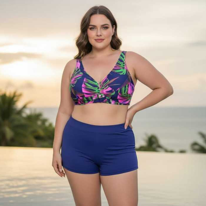 Biquini Plus Size, ConjuntoTop e Short Moda Praia Plus em Oferta na Shopee