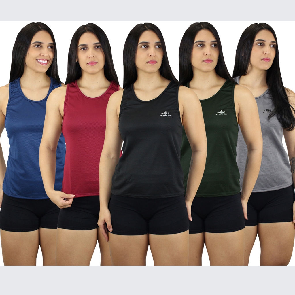 Kit 3 Regata Dry Fit Feminina Academia Esportes fitness academia malhação corrida caminhada esportes