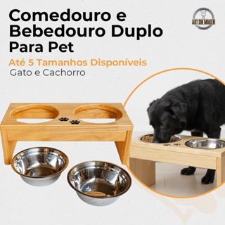 Comedouro e Bebedouro Pet Duplo Elevado Ergonômico para Cachorro e Gato em Oferta na Shopee