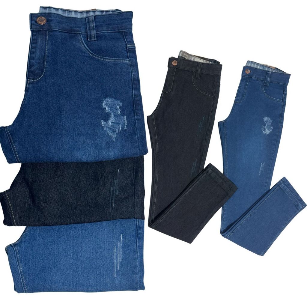 COMBO 2 CALÇA JEANS PREMIUM INFANTIL MASCULINA 8 AO 16 ANOS PROMOÇAO em Oferta na Shopee