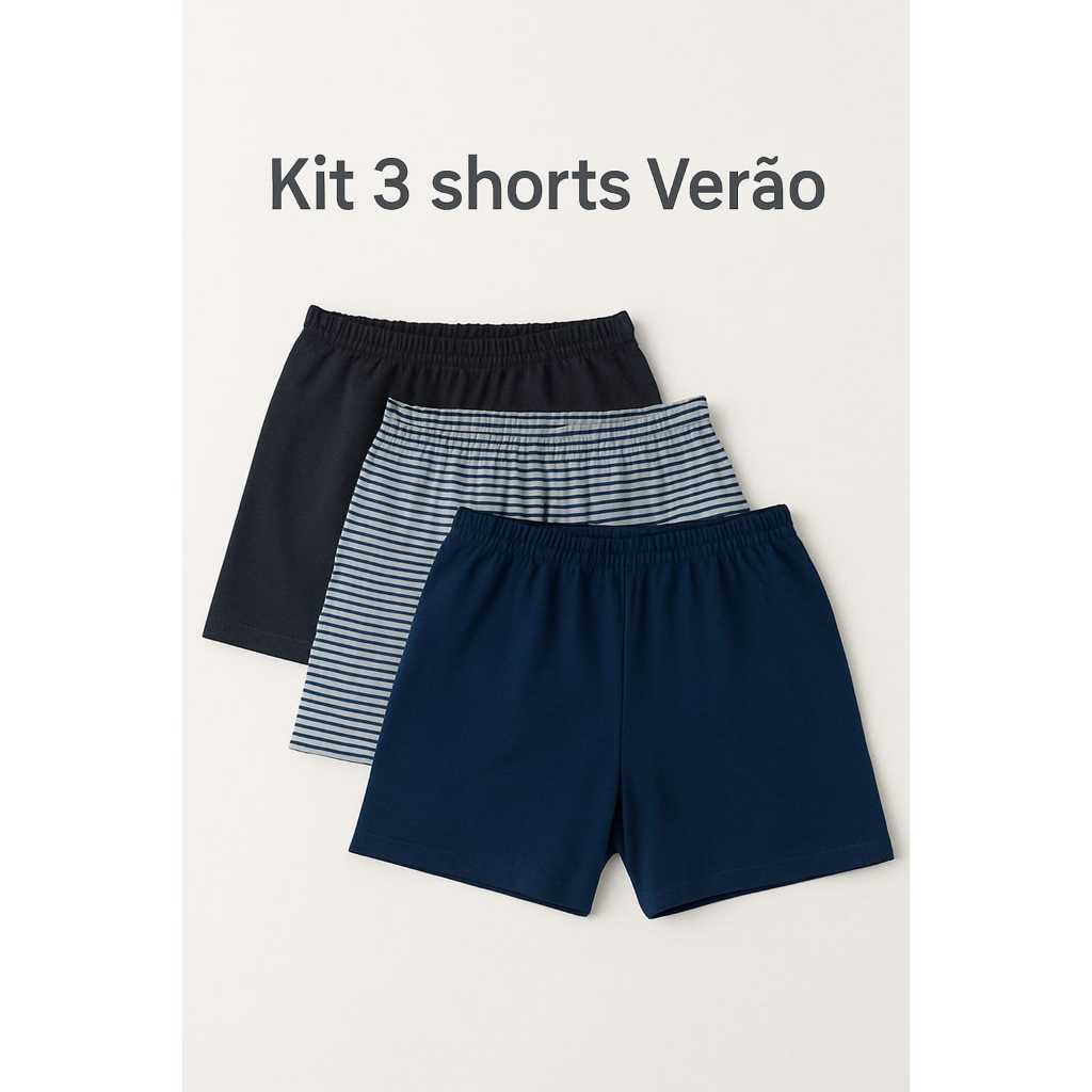 kit 3 ou 5 Shorts De Malha Suedine Menino Tamanho P a 6 Anos