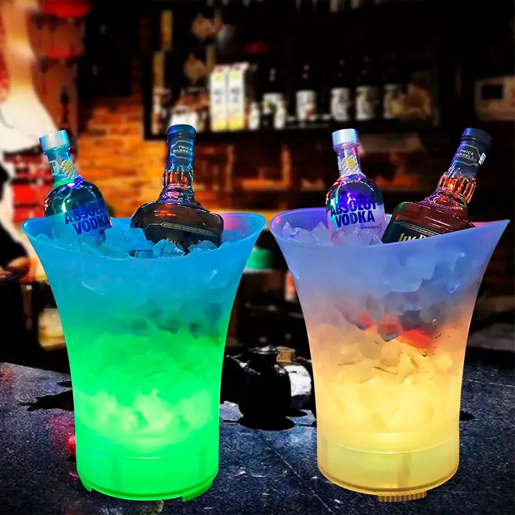 Balde Para Bebidas Com LED e Caixa de Som Bluetooth - Branca 6,5 Litros