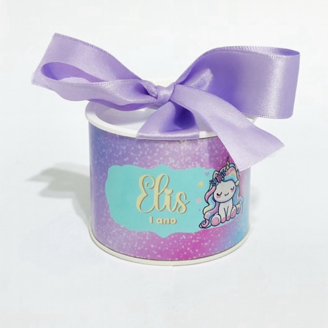 Kit Tubolata Personalizada 5x6cm com Laço – Lembrancinha Festa Infantil, Aniversário e Batizado / Tubolata Unicórnio