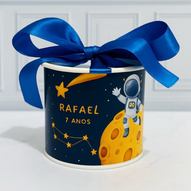 Kit Tubolata Personalizada 5x6cm com Laço – Lembrancinha Festa Infantil, Aniversário e Batizado / Tubolata Astronauta