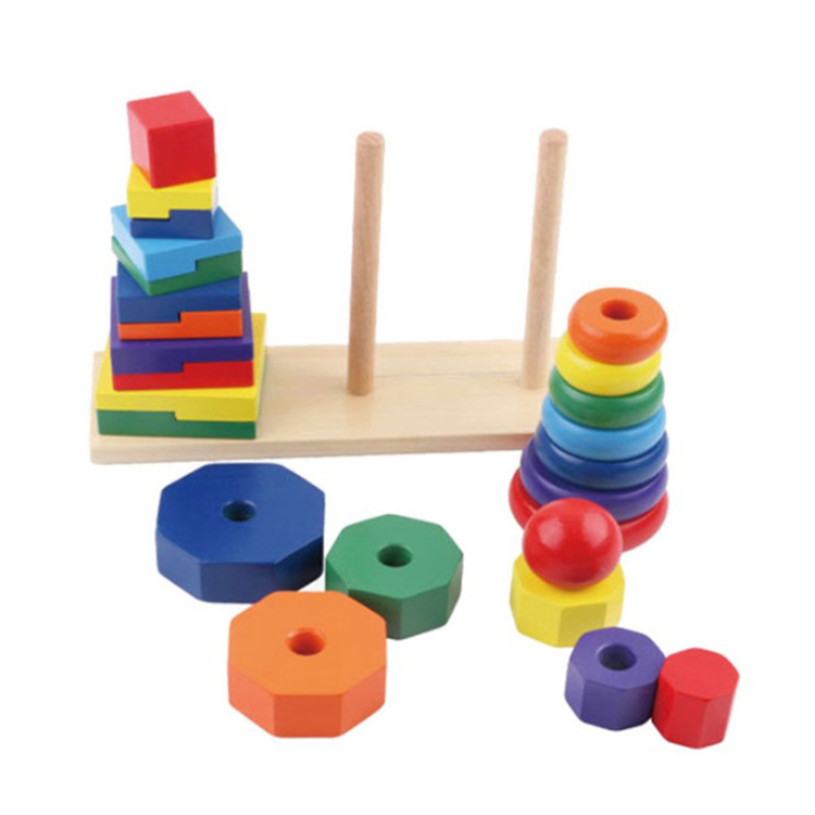 Torre de Madeira, Blocos de Forma Geométrica, Brinquedos Classificadores em Forma de Coluna, Torre de Empilhamento