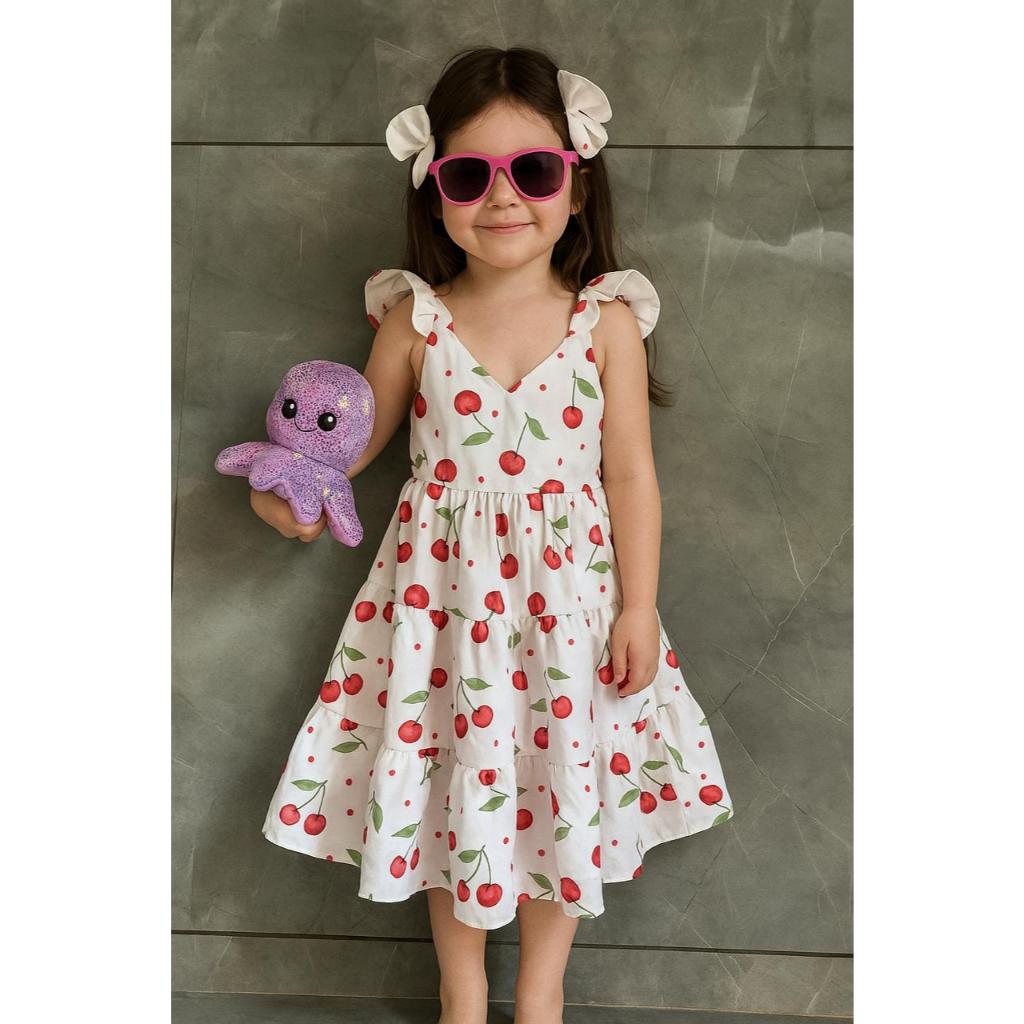 Vestido Infantil Menina Estampado  Verão Casual Confortável Sortidos (cores disponivel conforme estoque)