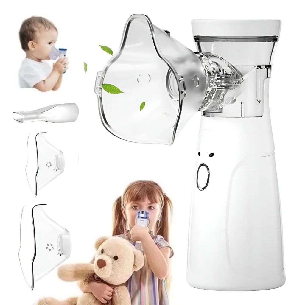 Nebulizador Portátil Ultrassônico Mini Inalador Silencioso para Adultos e Crianças com Kit2 Máscara - Alívio Rápido Asma