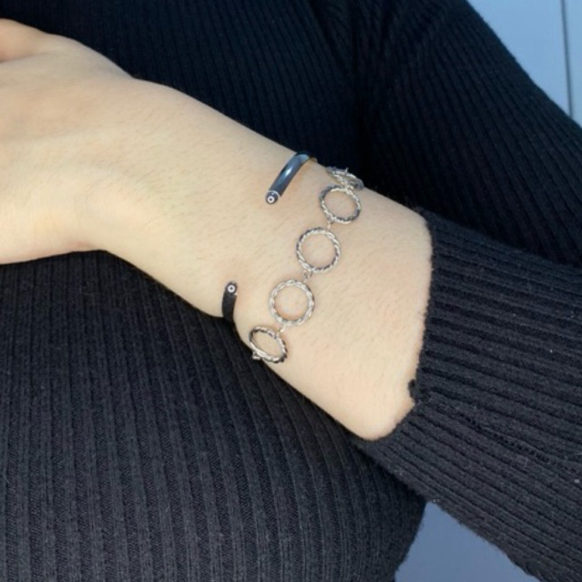 Kit 2 Pulseiras Femininas Aço Inoxidável 💫 Elos + Bracelete Aberto – Antialérgico, Não Escurece