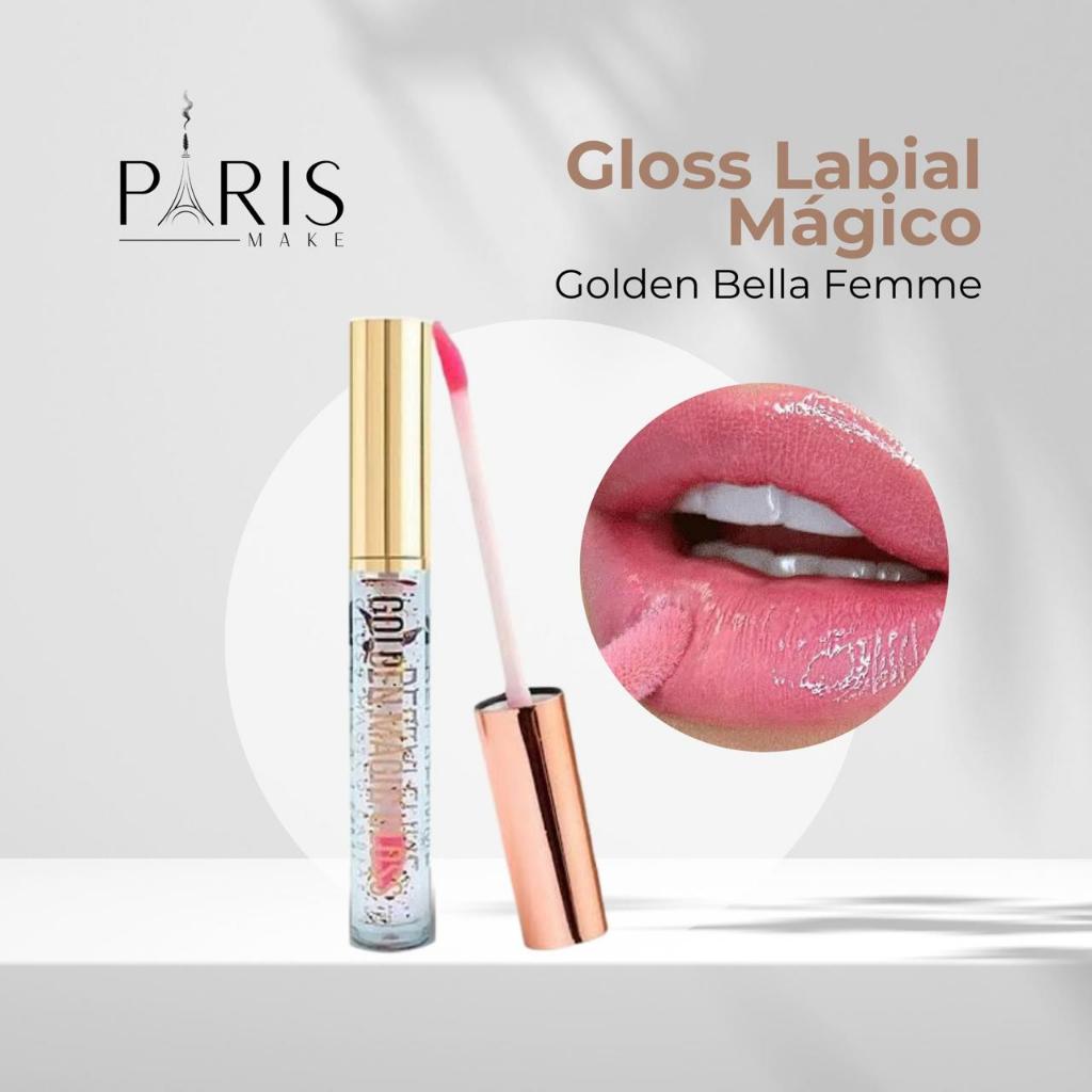 Gloss Labial Mágico Golden Bella Femme | Muda de Cor com o PH | Hidrata e Dá Brilho Natural
