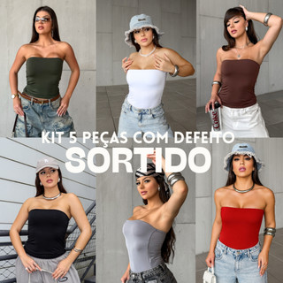 KIT 5 Peças Tube top Pequenos Defeitos Faixa Suplex Tomara que caia
