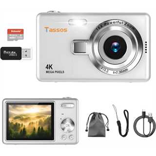 TASSOS Mini Câmera Digital 4K HD-1080p 16X Zoom Compact Point & Shoot Anti Shake Portátil em Oferta na Shopee