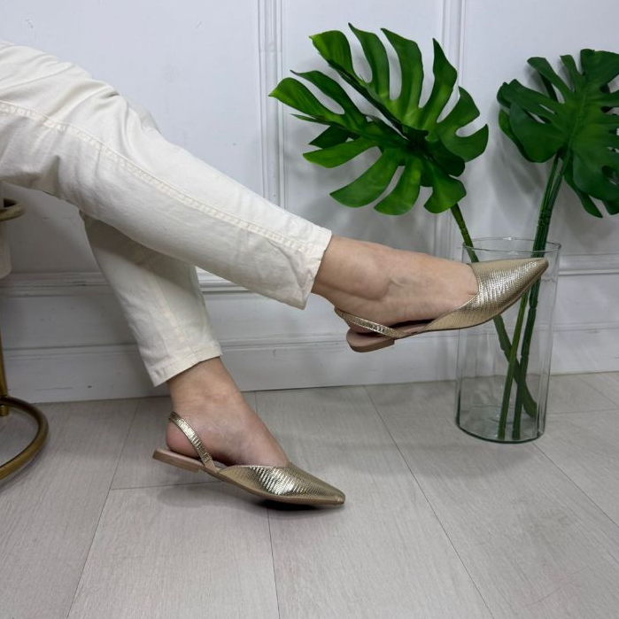 Sapatilha Feminina Confortável Aberta Atrás Slingback Bico Fino Dourada Marcela Prado Premium Moda em Oferta na Shopee