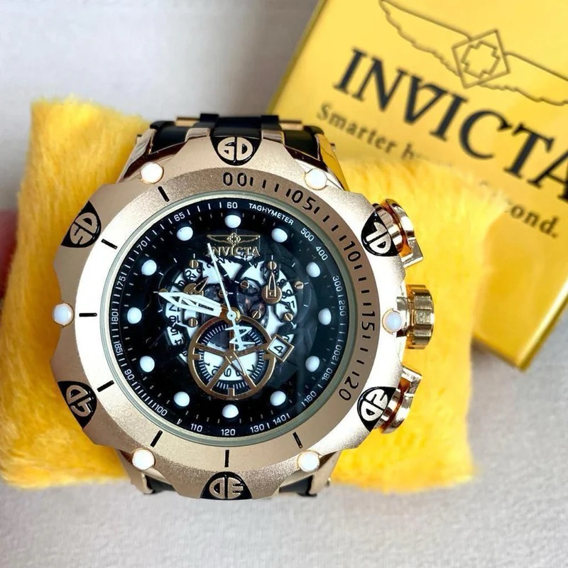 Kit Relógio invicta  + Pulseira 18K Pulseira de borracha 18526 Noma 3 Skeleton Gold resolve Balt Zeus hybrid joker Metal