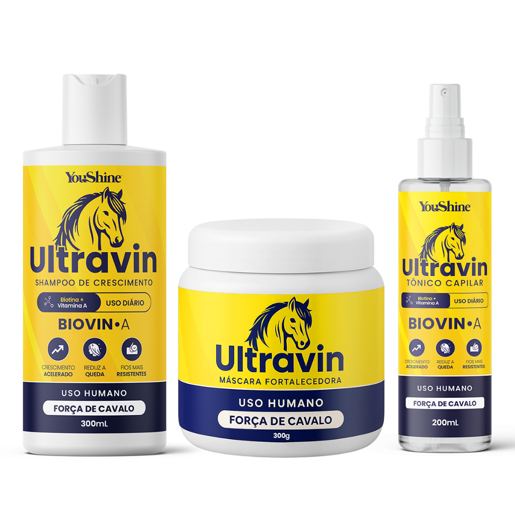 Kit Crescimento Acelerado Biovin-A Ultravin Força de Cavalo YouShine Shampoo Máscara e Tônico em Oferta na Shopee