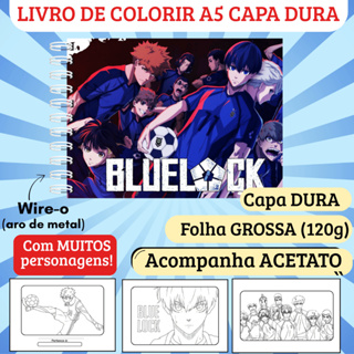 Livro de Colorir Blue Lock (Capa Dura, Folha Grossa 120g, Acetato) - 50 desenhos, Caderno de Colorir em Oferta na Shopee
