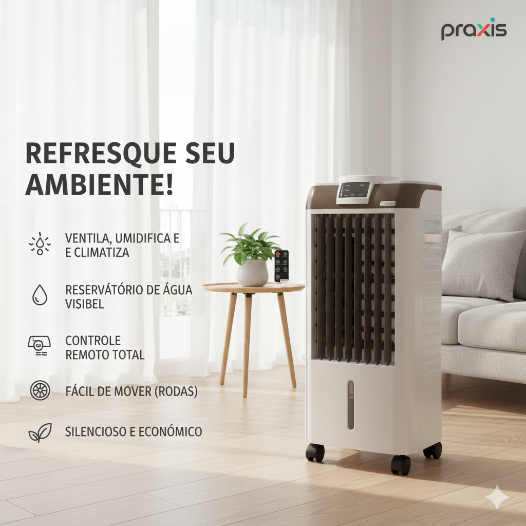 Climatizador Digital de Ar CP04D Praxis Com Controle Remoto