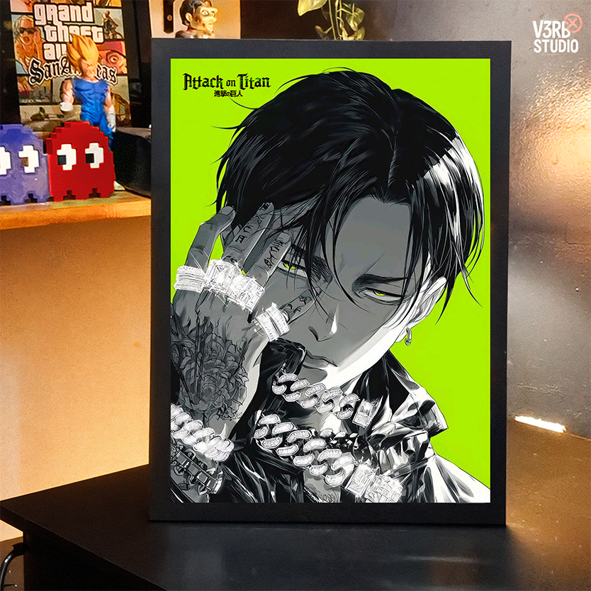 Poster Quadro anime attack On Titan Quadro Decorativo Mikasa Levi Pronta entrega presente de natal