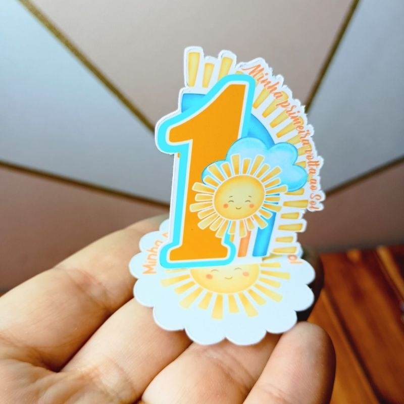 Aplique para Caixinha Acrílica 5x5 Personalizada Minha Primeiro Volta ao Sol Personalizado Lembrancinha