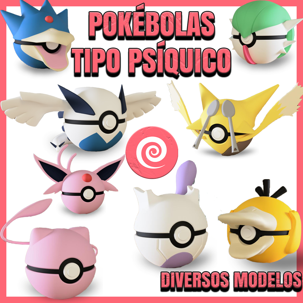 Pokébolas Personalizadas Tipo Psíquico 🔮 | Mewtwo, Espeon, Gardevoir e mais | Coleção Pokémon 3D