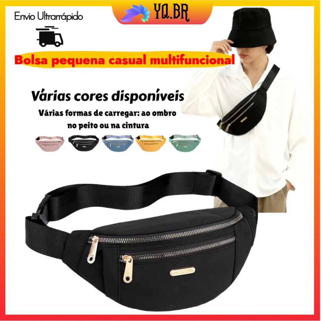 Fanny Pack para Homens Grande Capacidade, Compartimento para Celular e Recebimentos, Multifuncional em Oferta na Shopee