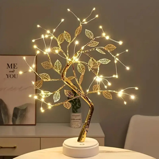 Luminaria Arvore LED Folhas Dourada para Casa Decoração do Quarto Iluminação de Mesa de Cabeceira em Oferta na Shopee
