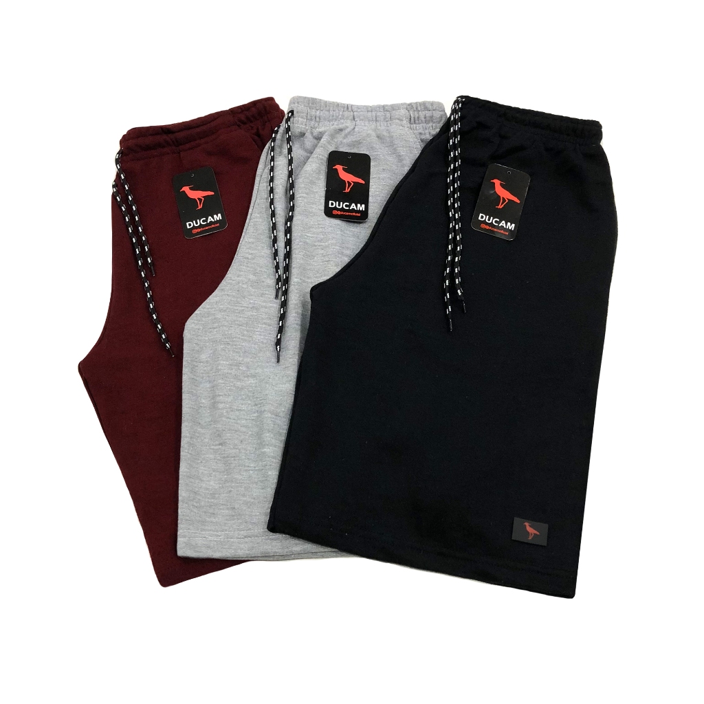 Kit 3 Bermudas Moletom Grosso Masculina Confortável Academia Treino em Oferta na Shopee