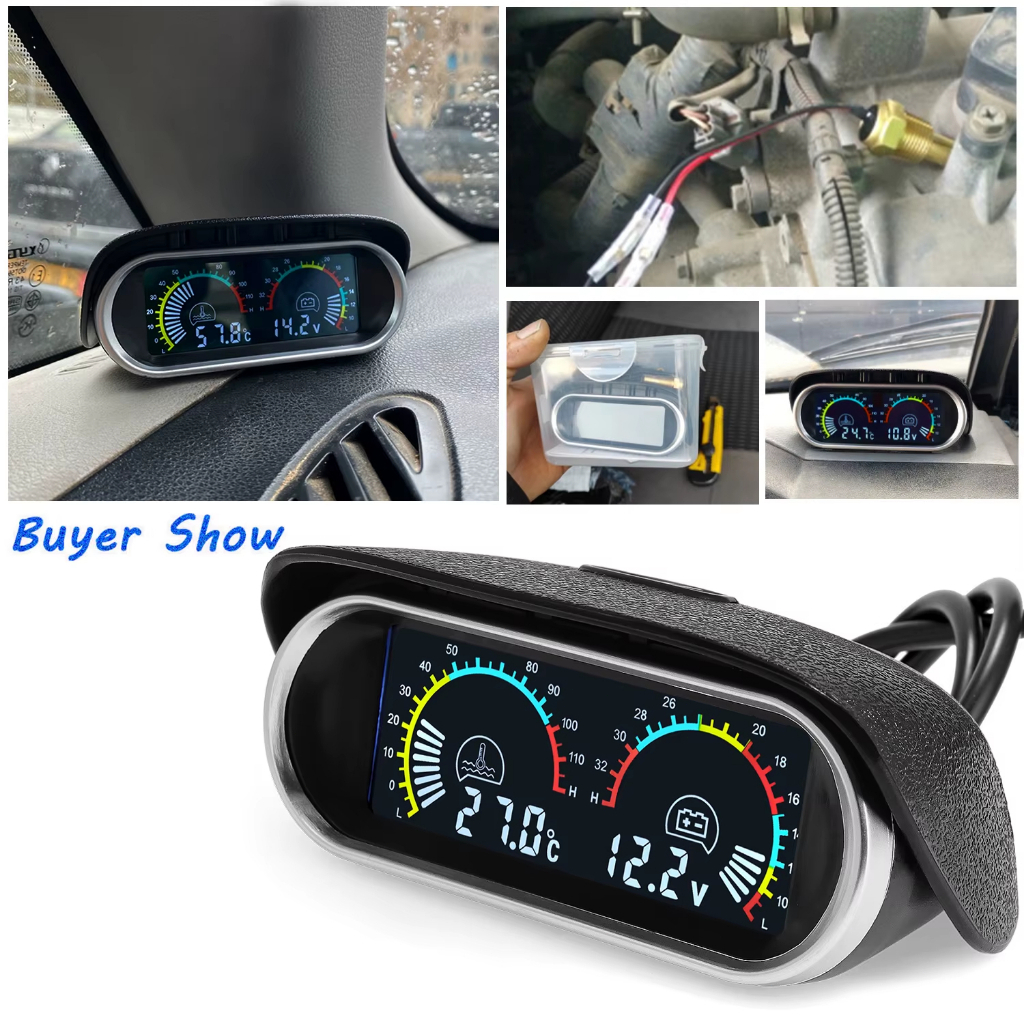 Voltímetro de temperatura da água tela de instrumento de carro Universal tela de alta definição tela LCD com t temperatu