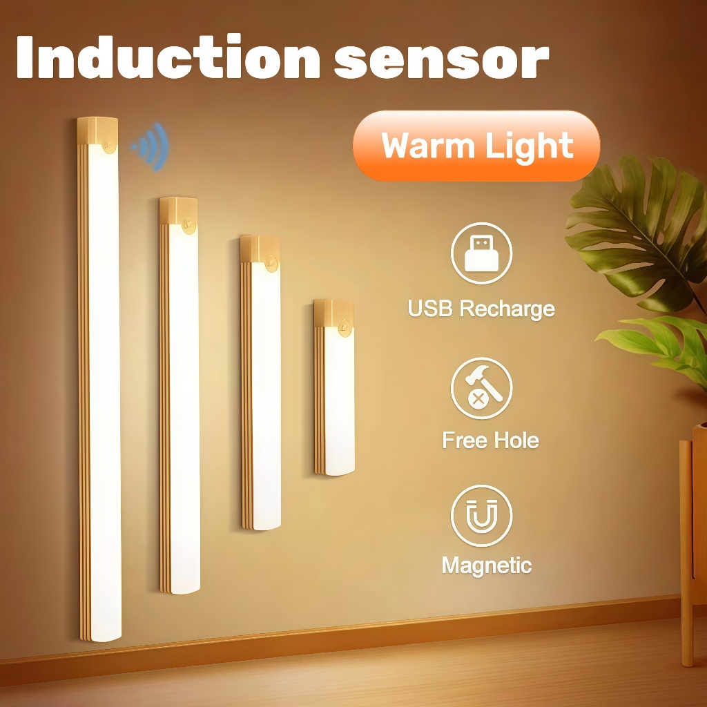 Luz LED Sensor Inteligente Guarda Roupa Quarto Sem Fio Portátil Recarregável USB
