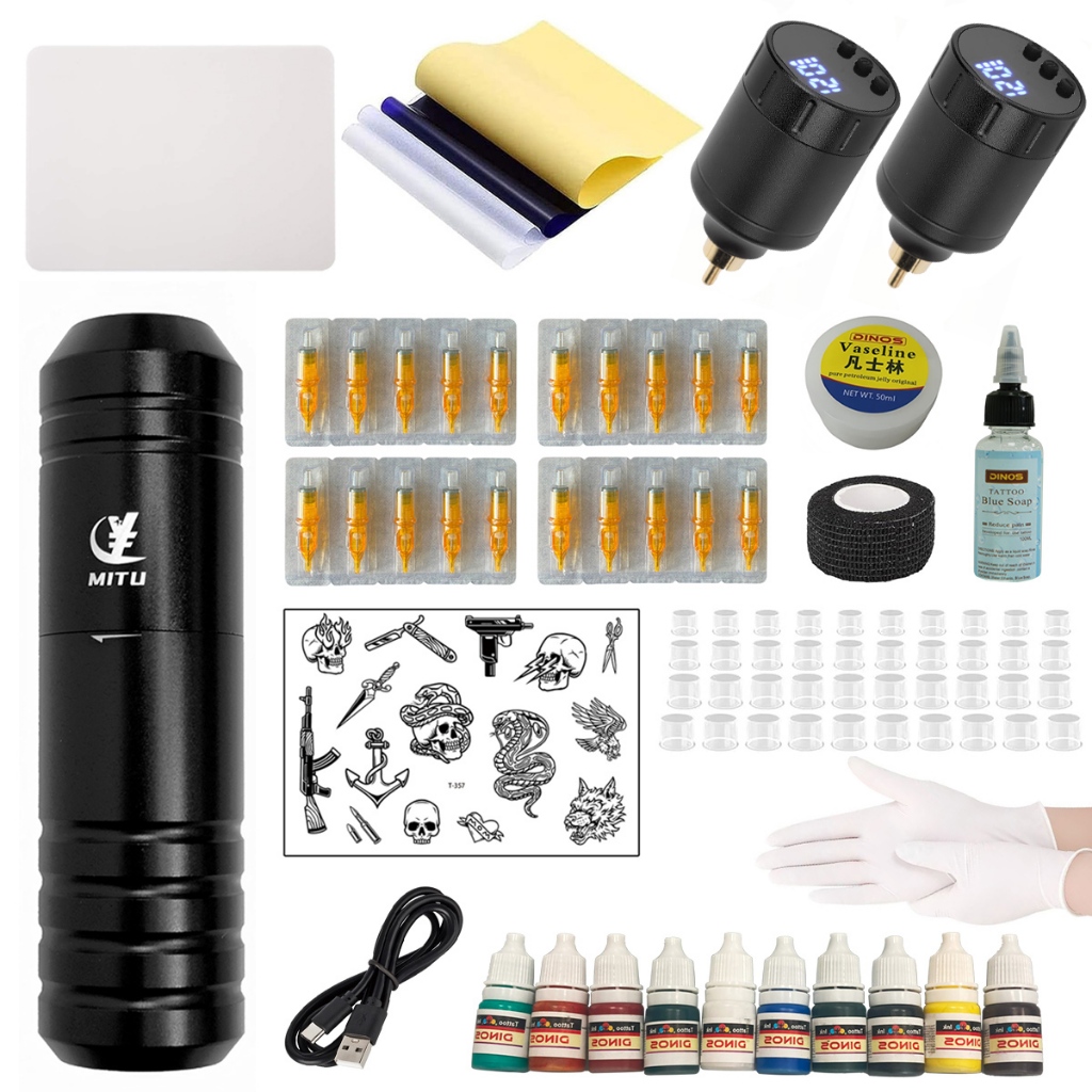 MITU Kit completo de tatuagem para iniciantes Mini Fonte de Alimentação Equipamento de Tatuagem