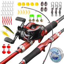Conjunto De Vara De Pesca 2.4m De 40% Fibra De Carbono Com Carretel De Metal 7.2 : 1 +50 peças de isca artificial