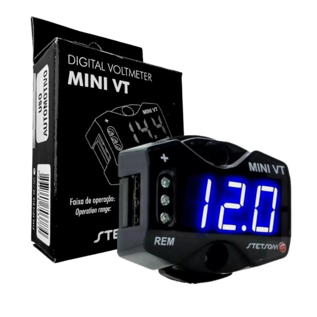 Voltímetro Compacto Stetsom Mini Vt Digital 12v 24v Led Azul Com Led Azul em Oferta na Shopee