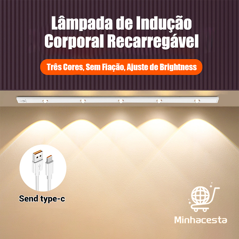 LED Smart Luminária 3 Cores usb recarregável Sem Fio Magnéticas Com Sensor PIR para Armário F9