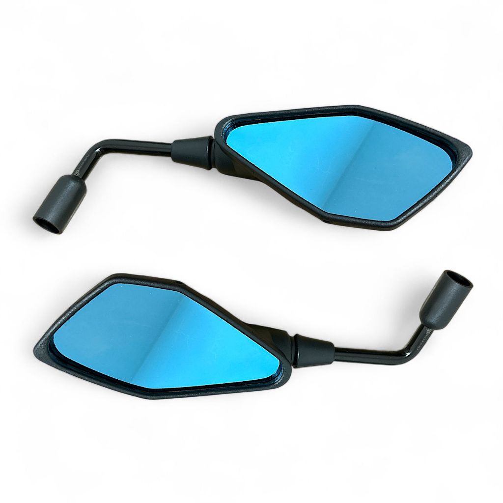 Par Retrovisor Lente Azul Kawasaki Z400 Haste Longa Fixa 90 Graus Moto Honda — imagem 2 de 2