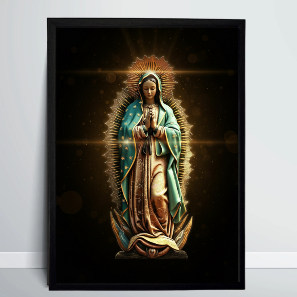Quadro Imagem Nossa Senhora de Guadalupe Com Moldura A4