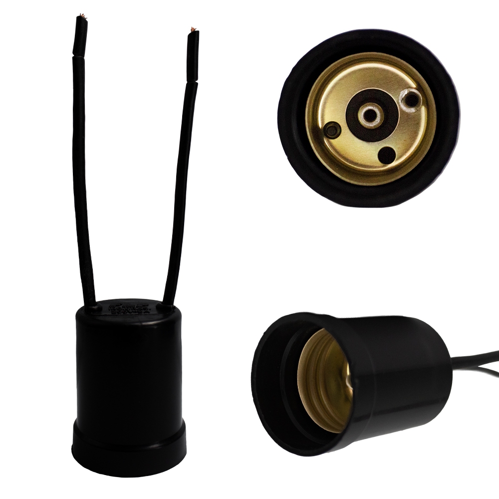 100 Soquete Com Rabicho Para Lâmpada Bulbo 250V 2A Preto E27 em Oferta na Shopee