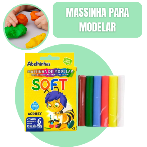 KIT 5 Massinha de Modelar 6 Cores | Criatividade e Diversão Infantil